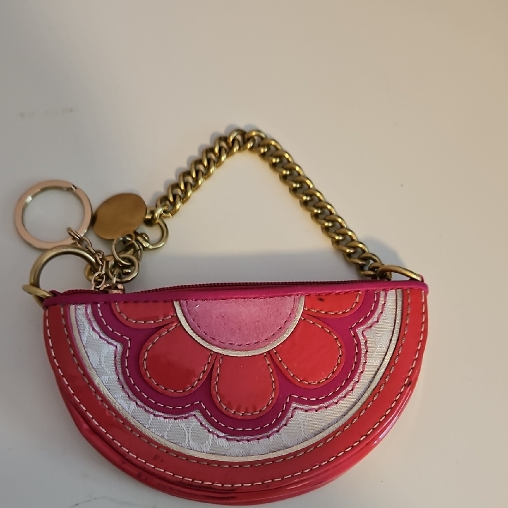 Coach Pink Coin Purse with Gold Accents
